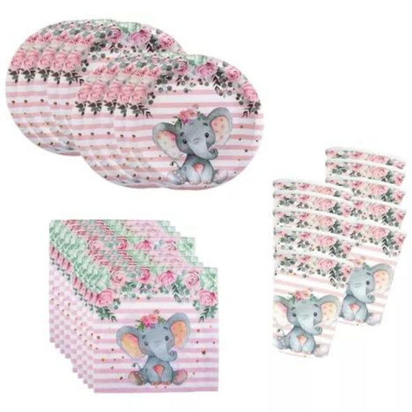 Pack Cotillón Para Baby Shower Temática Elefante Niña