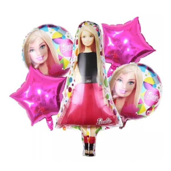 Pack 5 globos metalizados muñeca Barbie