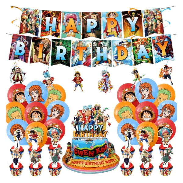 Set decoración cumpleaños one piece Monkey D. Luffy