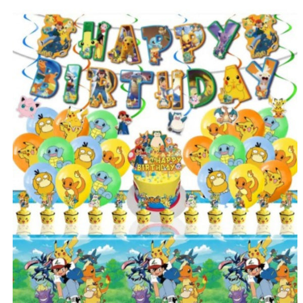Set decoración cumpleaños temática anime pkmon 41 pcs