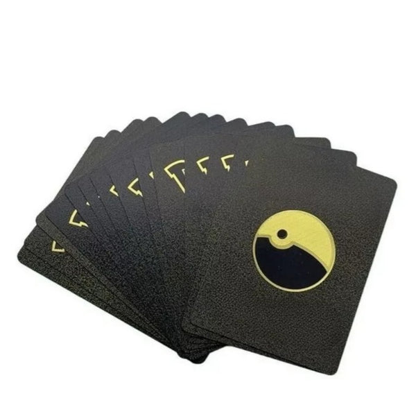 Set 55 cartas metalizadas color negro pkmon con caja