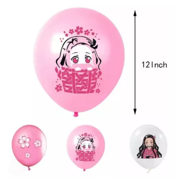Set 12 globos de Latex cumpleaños Nezuko