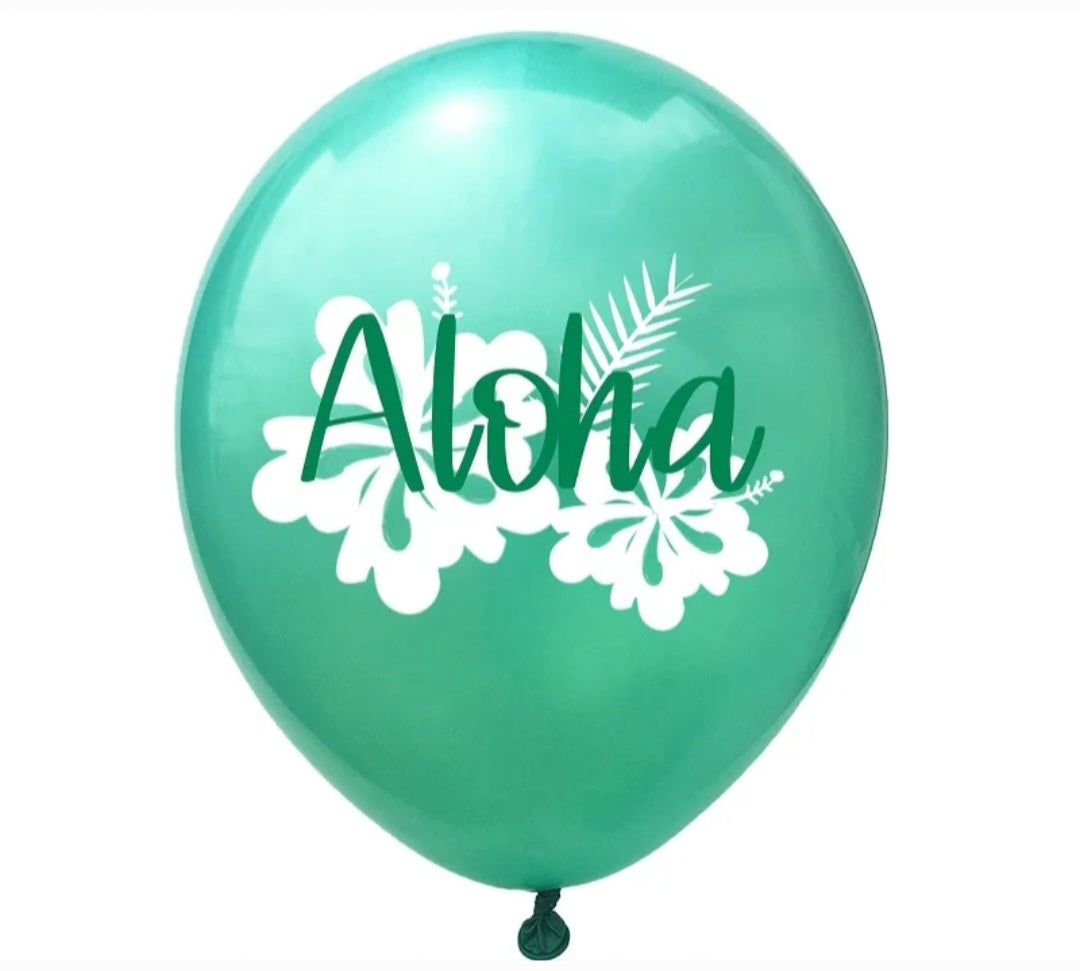 Set 12 globos de látex temática Fiesta tropical hawaiana