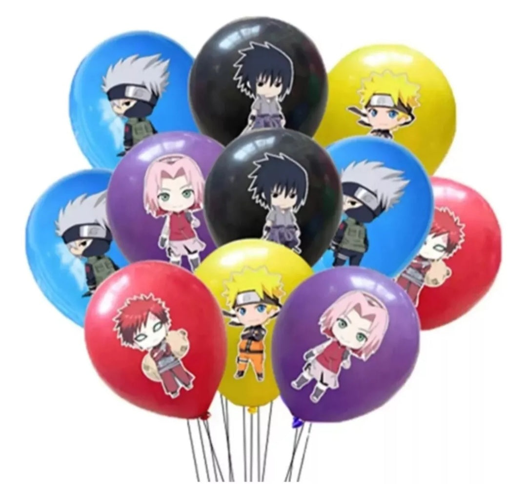 Set 10 globos de latex temática Ninja Naruto Anime