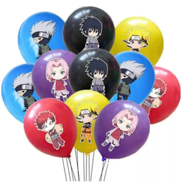 Set 10 globos de latex temática Ninja Naruto Anime