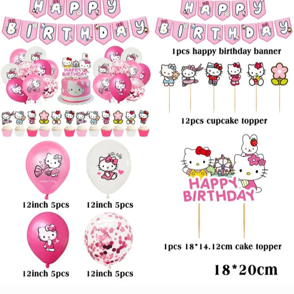 Set decoración de cumpleaños temática Hello Kitty