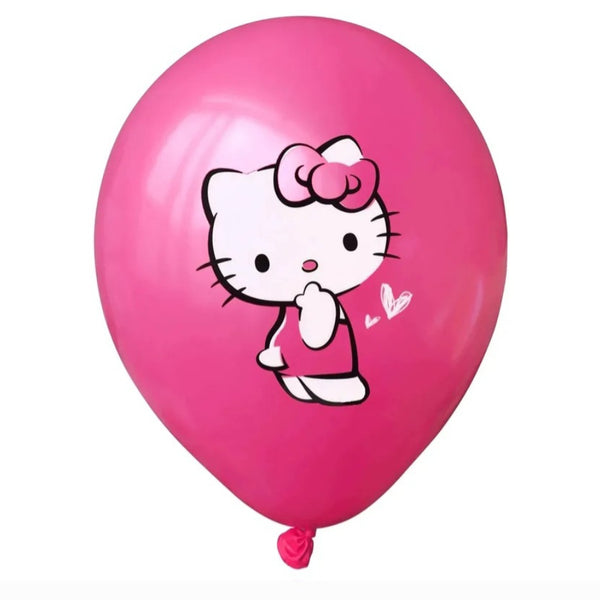 Set 12 globos de latex temática Hello Kitty