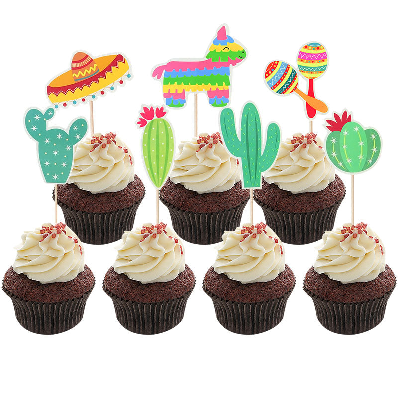 Set Decoración Topper Torta Cupcakes Fiesta Mexicana