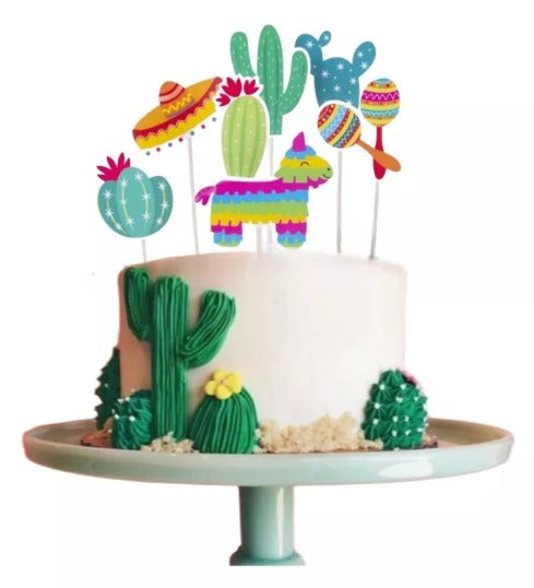 Set Decoración Topper Torta Cupcakes Fiesta Mexicana