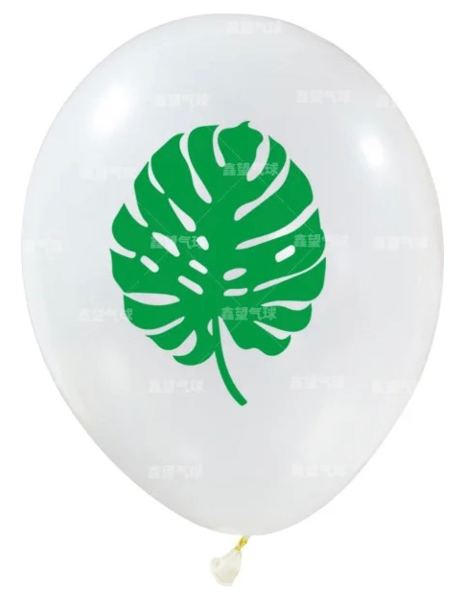 Set 12 Globos De Latex Blancos Fiesta Tropical Hawaiana