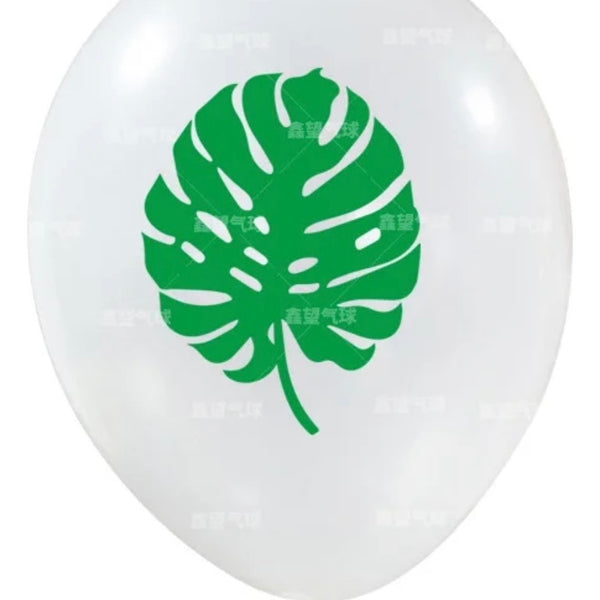 Set 12 Globos De Latex Blancos Fiesta Tropical Hawaiana