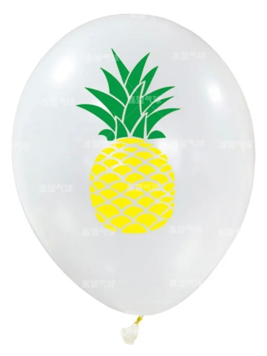 Set 12 Globos De Latex Blancos Fiesta Tropical Hawaiana