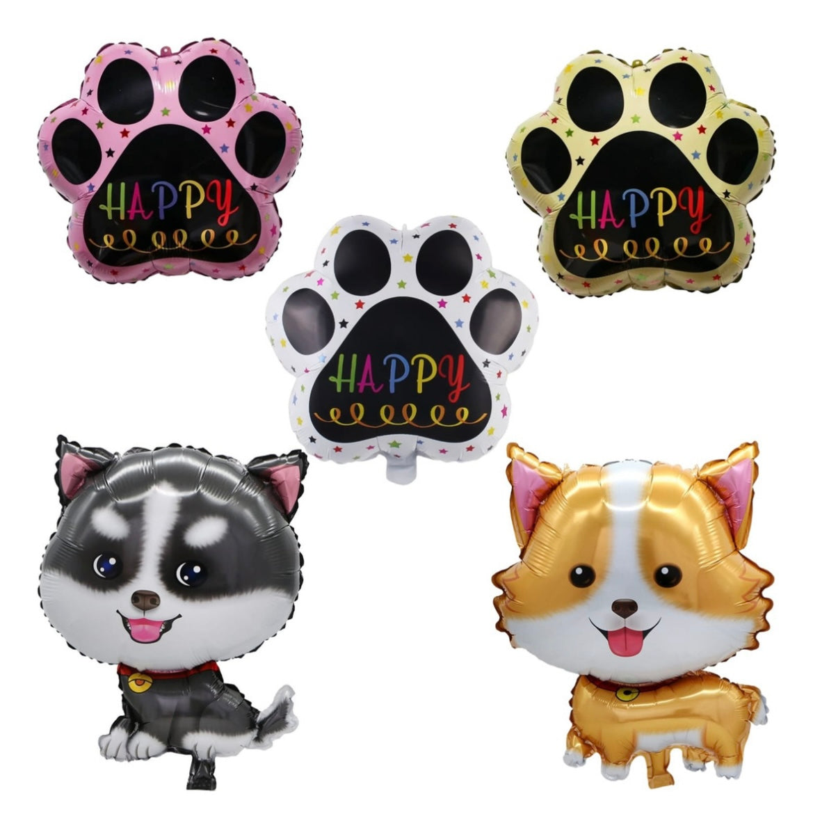 Set 5 Globos Metalizados Huellitas De Perro