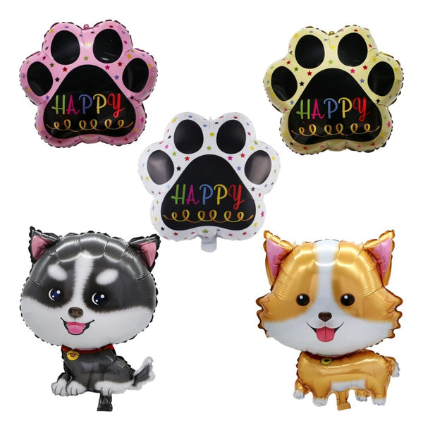 Set 5 Globos Metalizados Huellitas De Perro