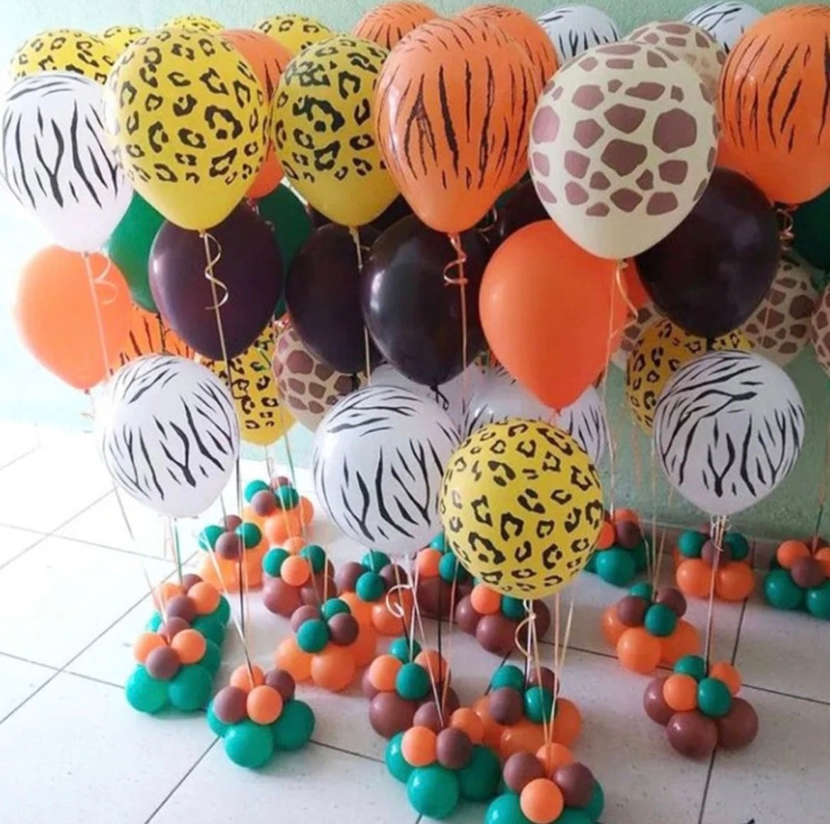 Set 12 Globos De Latex  Animal Print Safari Cebra