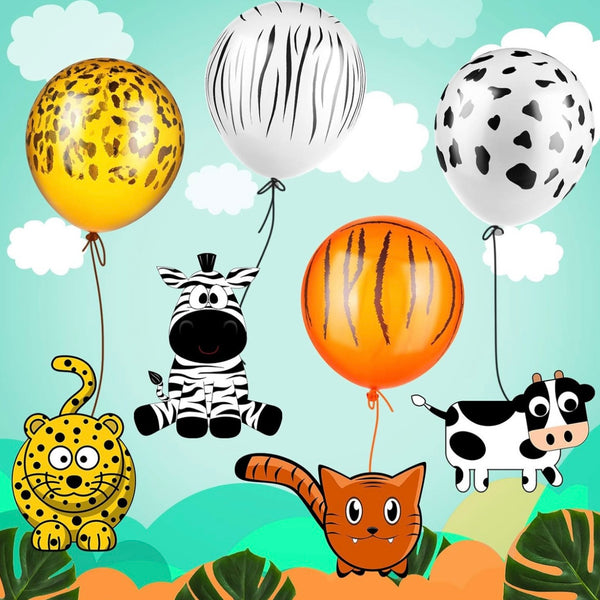 Set 12 Globos De Latex  Animal Print Safari Cebra