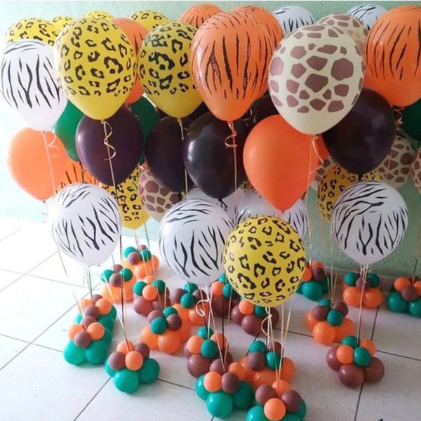 Set 12 Globos De Latex  Animal Print Safari Leopardo