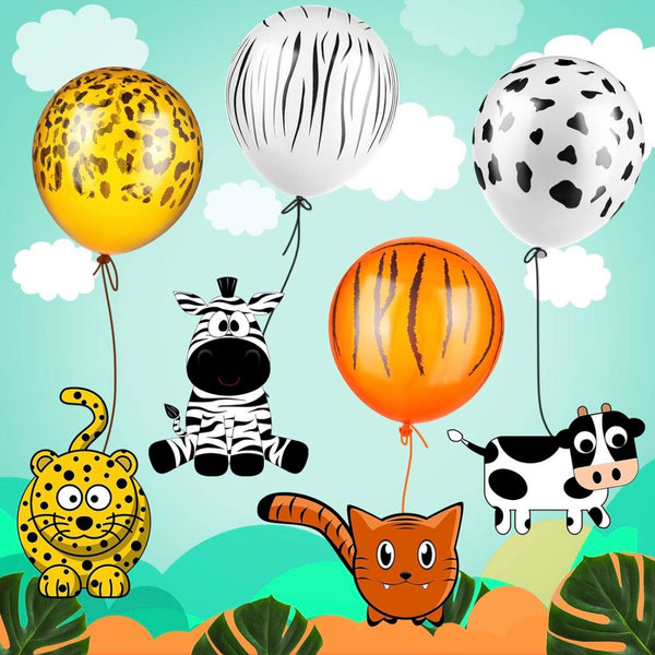 Set 12 Globos De Latex  Animal Print Safari Leopardo