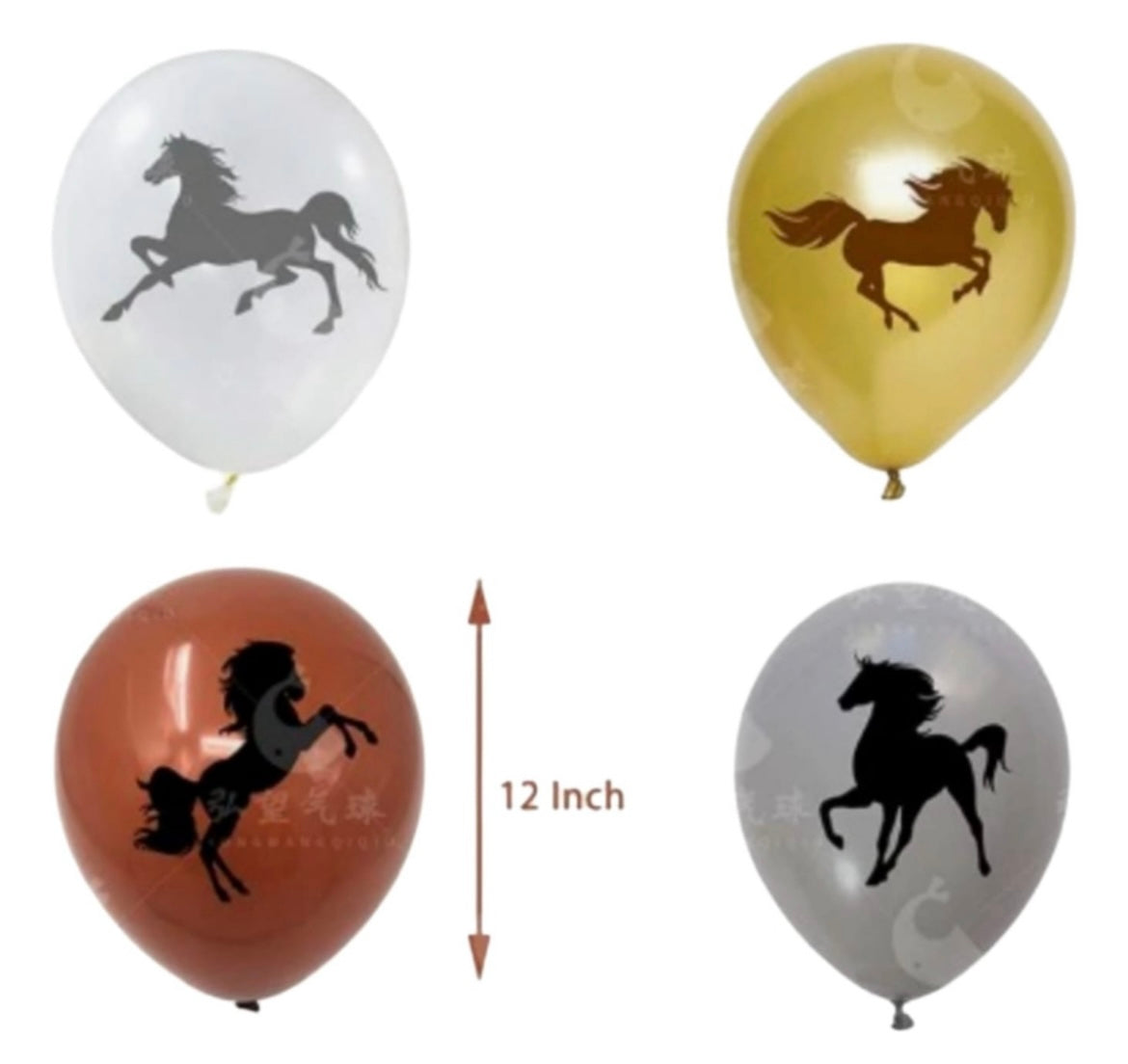 Set 12 Globos Latex Caballos  Lejano Oeste