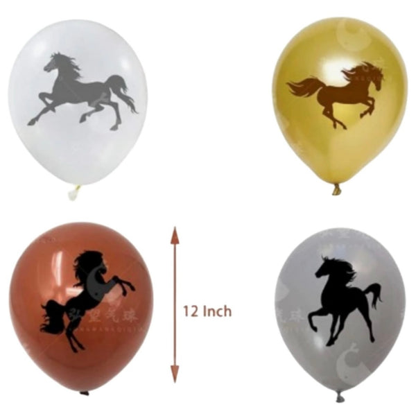 Set 12 Globos Latex Caballos  Lejano Oeste