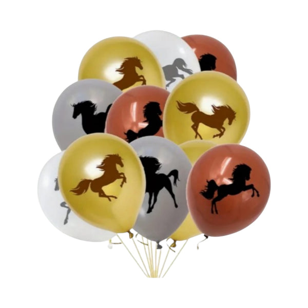 Set 12 Globos Latex Caballos  Lejano Oeste