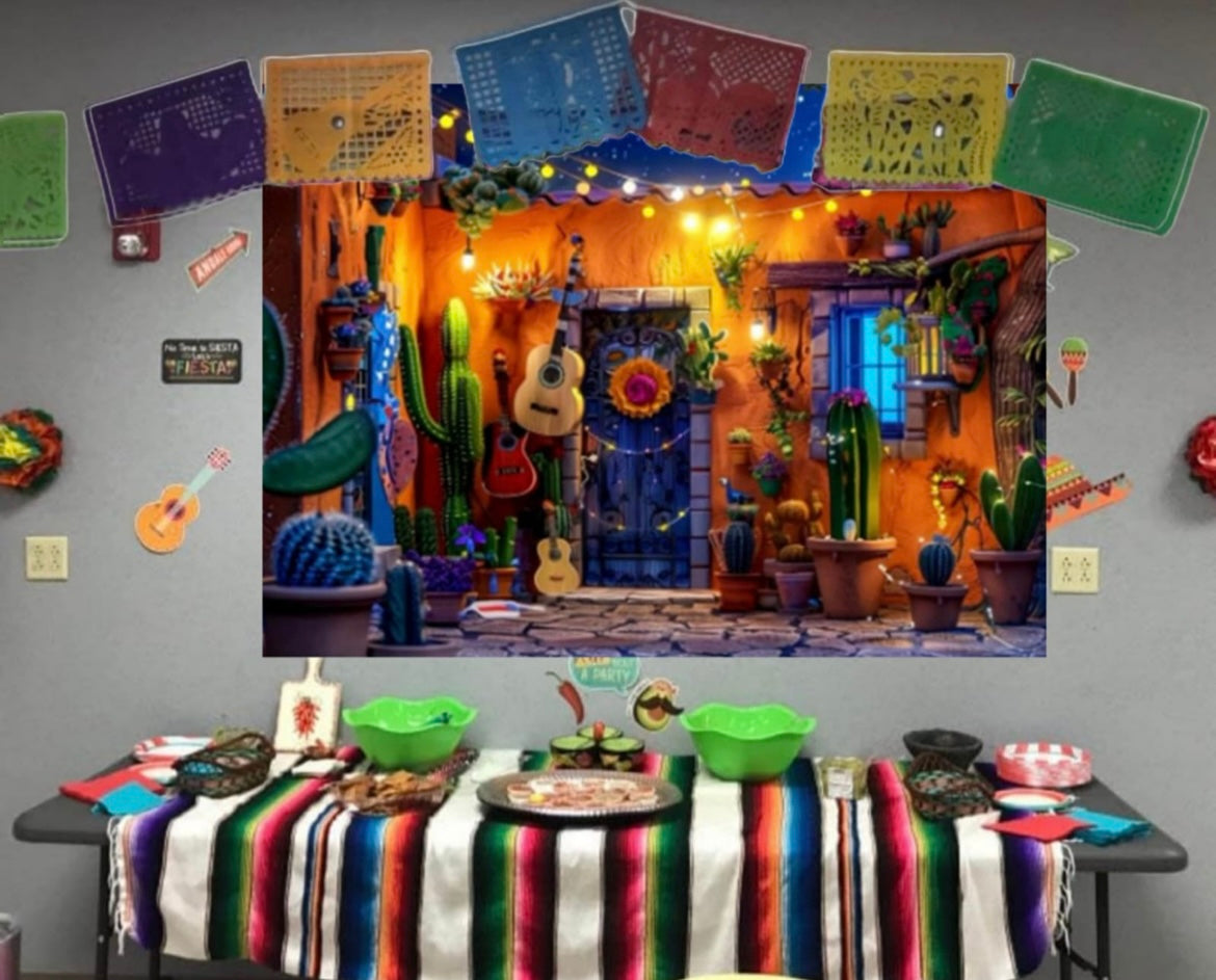 Set Decoración Telón Fiesta Mexicana Mariachi Guitarra