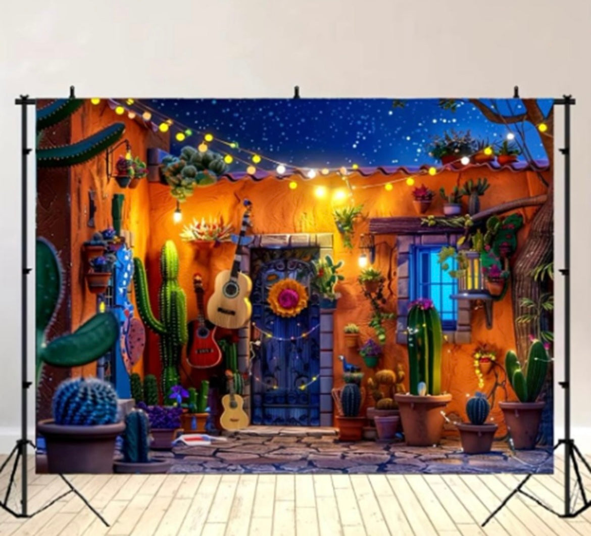 Set Decoración Telón Fiesta Mexicana Mariachi Guitarra