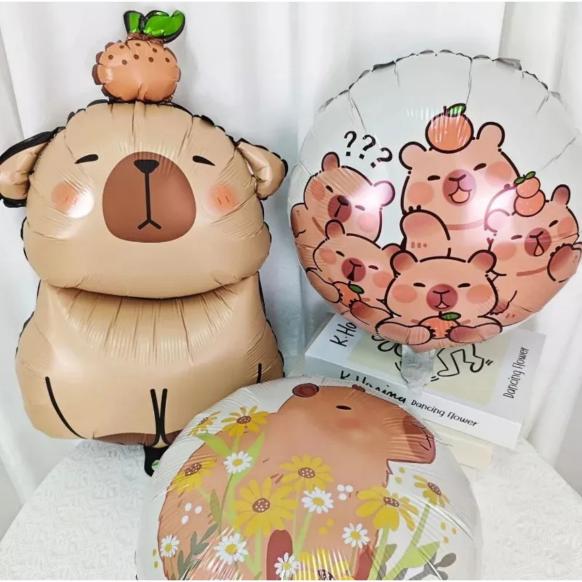 Set 5 globos capibara kawaii