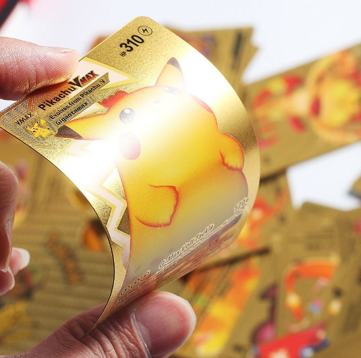 Set 55 cartas metalizadas color dorado Pokemon con caja