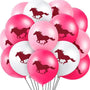 Set 12 globos de latex caballos Cowboy vaqueras rosa