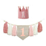 Set Decoración Cumpleaños Niña Bebe Primer Año Rosa Silla
