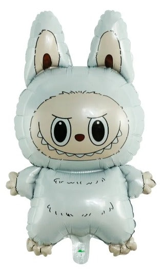 Set 5 Globos Metálicos Cumpleaños Labubu Kawaii Blanco